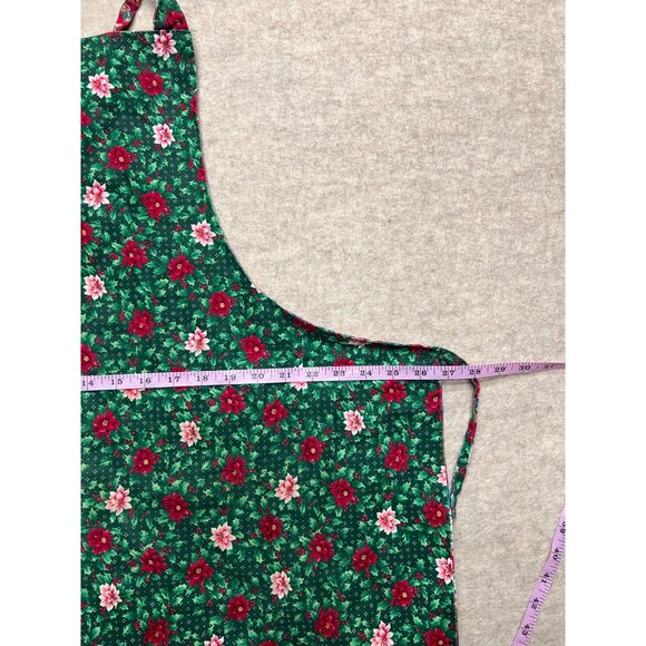 Handmade Reversible Holiday Christmas Themed Apron Floral Ornaments - Picture 6 of 8